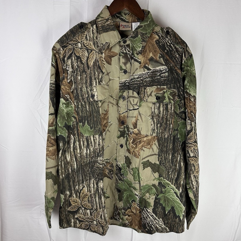 Sports Afield Realtree Camo Hunting Button Up Shirt Men's Large Made‎ USA